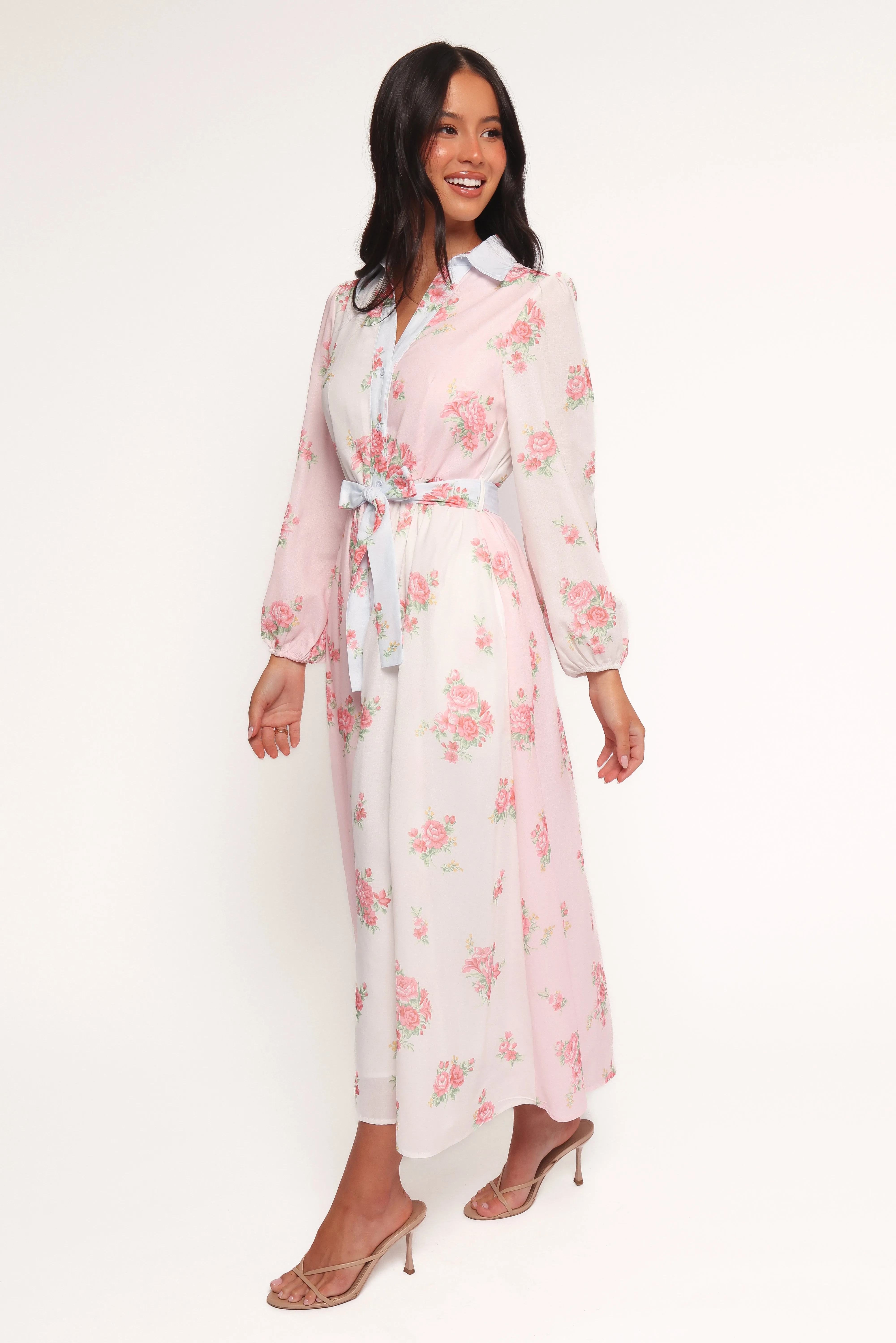 Juni Button Up Maxi Dress - Floral Matte Fabric