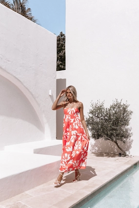 Soft Weave Cozy Design Payton Maxi Slip Dress - Melon White