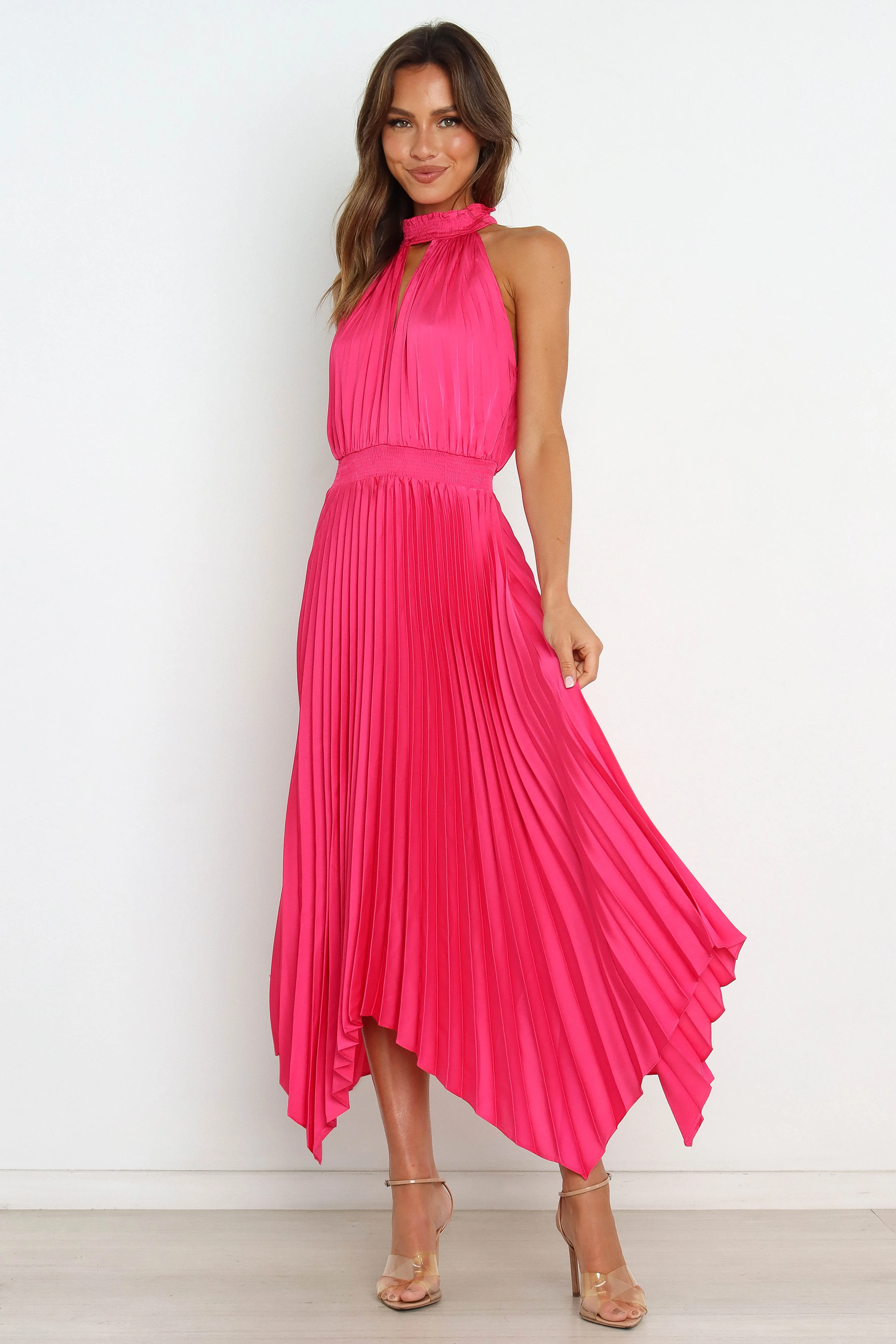 Glossy Fabric Dominique Dress - Pink