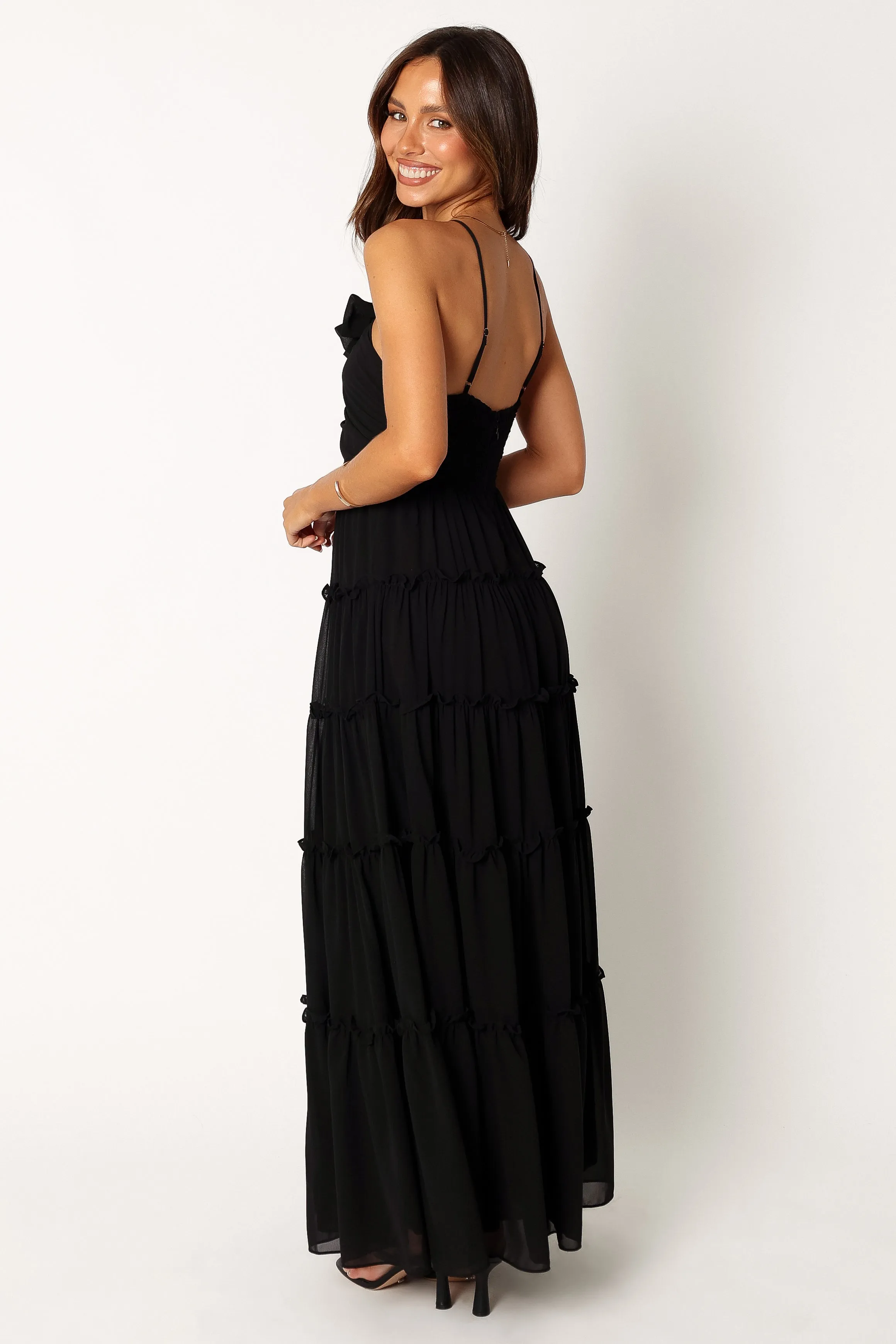 Casual-Look Gentle Look Dottie Halterneck Maxi Dress - Black