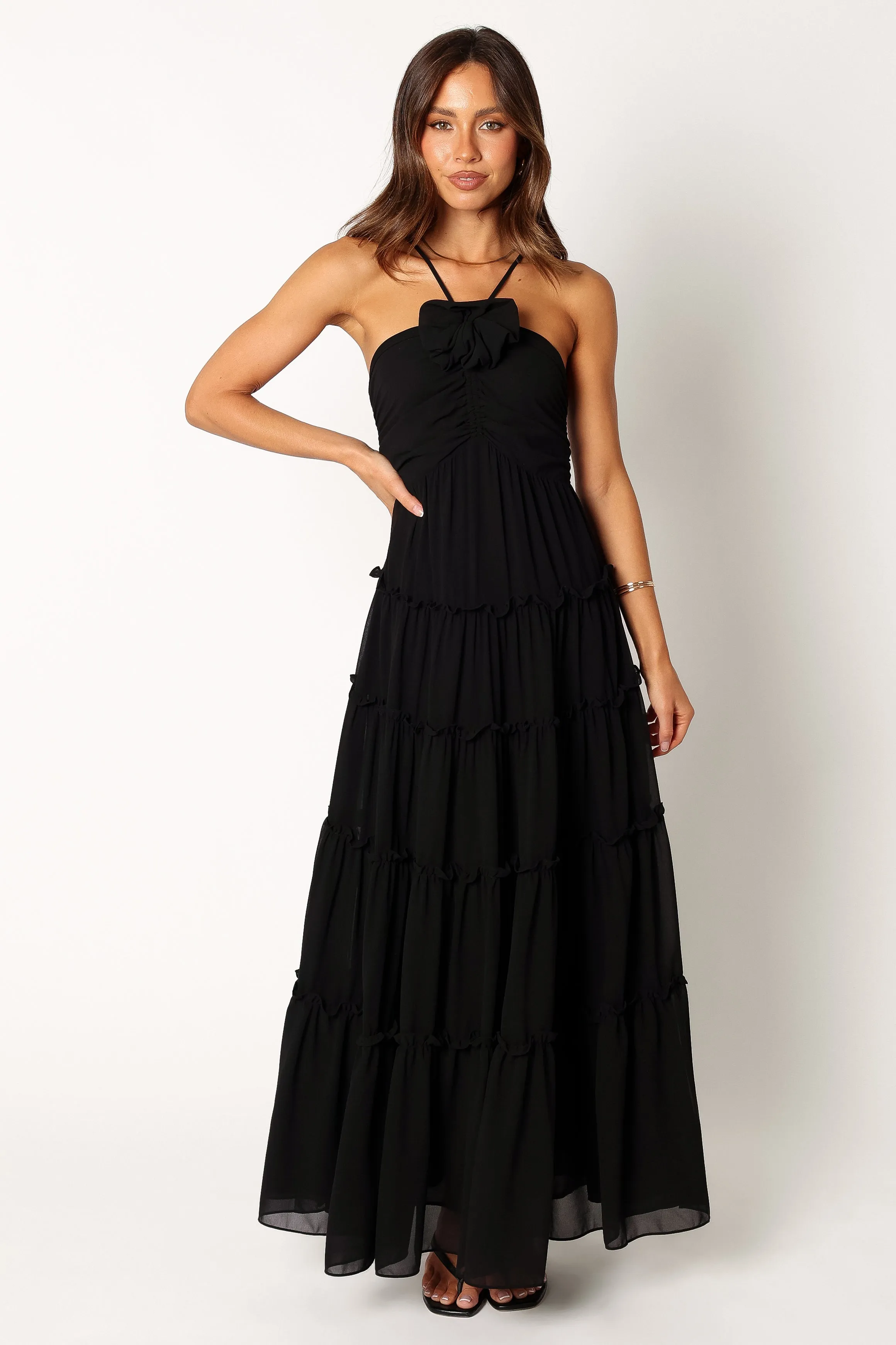 Dottie Halterneck Maxi Dress - Black Smart and Sleek Comfy Style