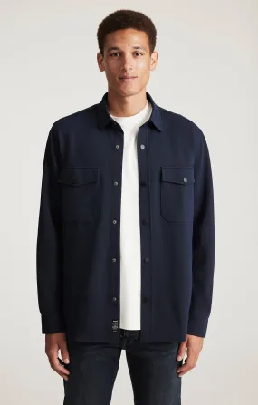 DOUBLE POCKET BUTTON-UP SHIRT IN BARITONE BLUE Vintage Wash Seamless Shoulder