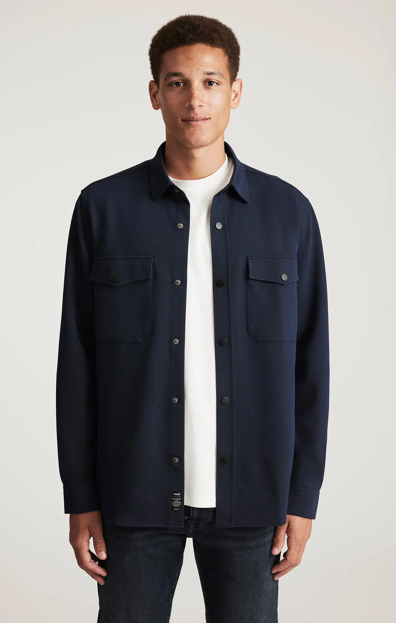 DOUBLE POCKET BUTTON-UP SHIRT IN BARITONE BLUE Vintage Wash Seamless Shoulder