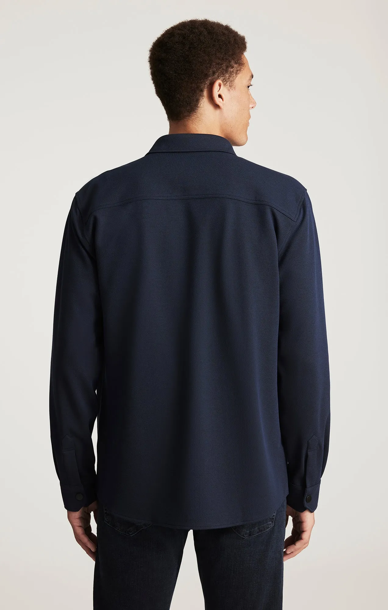 DOUBLE POCKET BUTTON-UP SHIRT IN BARITONE BLUE Sleepwear Shimmer Effect