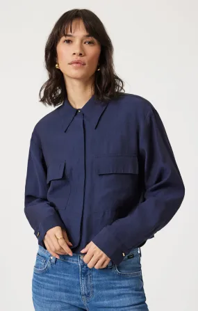 Low Maintenance DOUBLE POCKET LONG SLEEVE SHIRT IN NAVAL ACADEMY