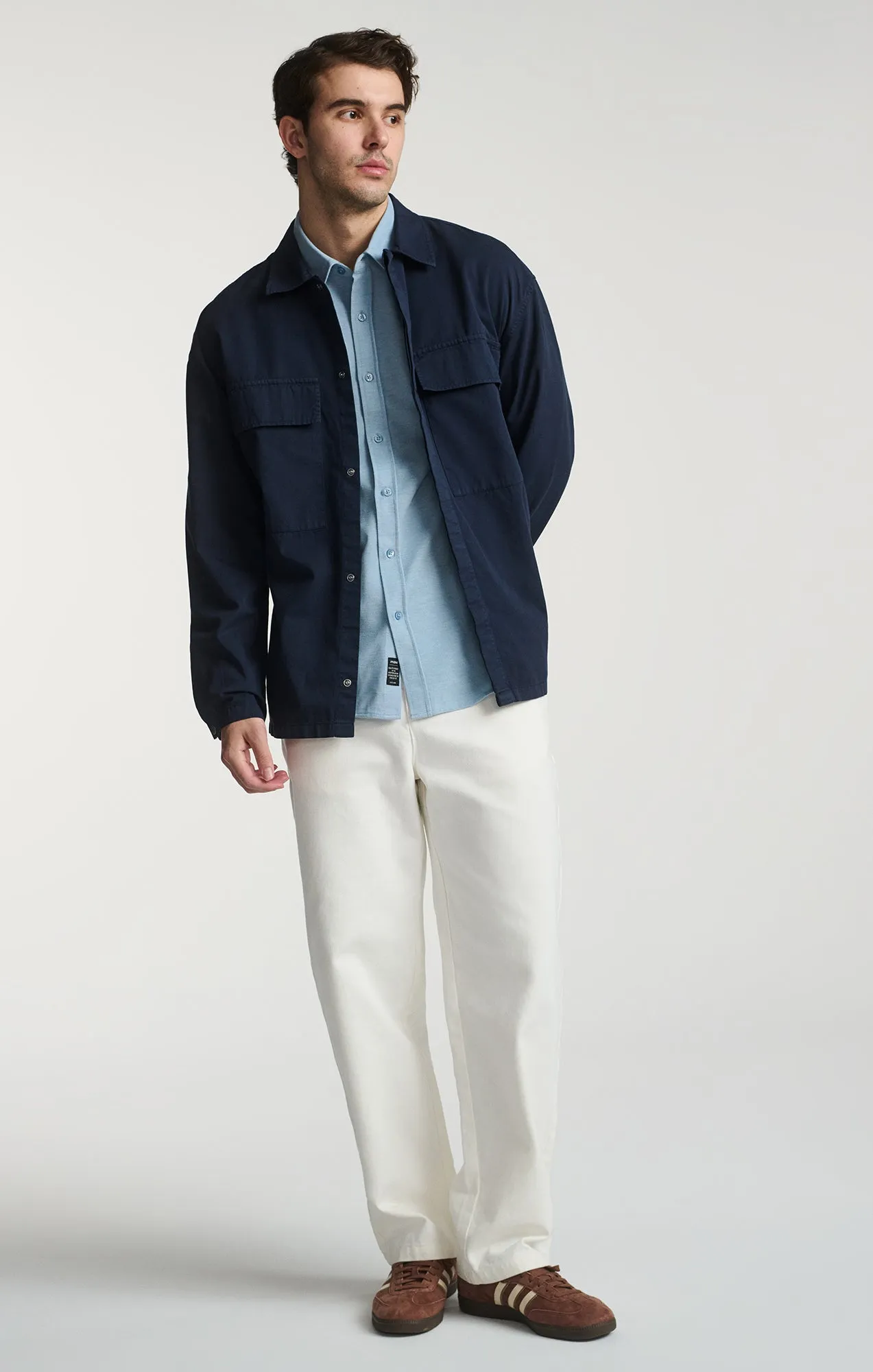 Versatile Layering DOUBLE POCKET OVERSHIRT IN BLACK IRIS