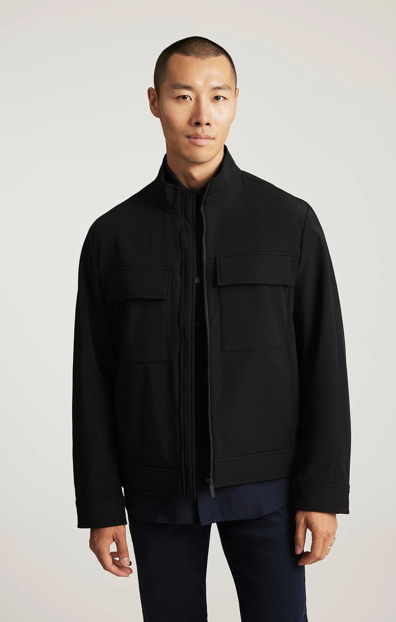 Modern Fit UTILITY JACKET IN JET BLACK