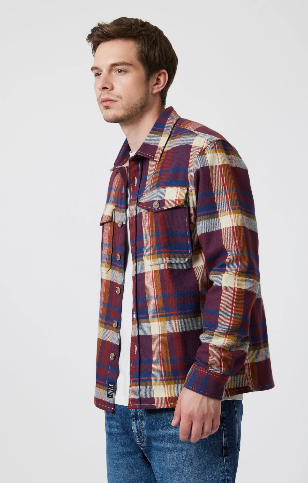 Stylish Layer Weatherproof Zipper Tech DOUBLE POCKET CHECK SHIRT IN PAPRIKA CHECK