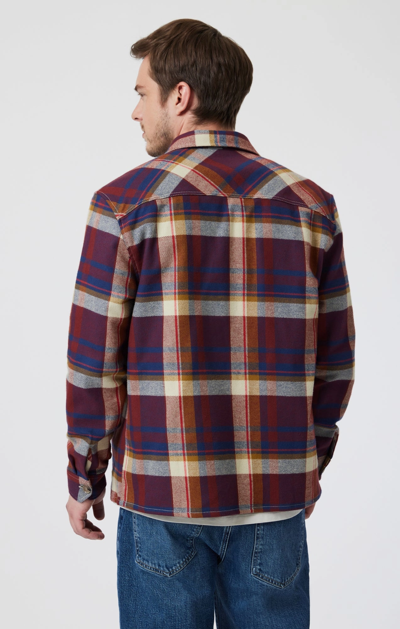Non Bulky Design DOUBLE POCKET CHECK SHIRT IN PAPRIKA CHECK