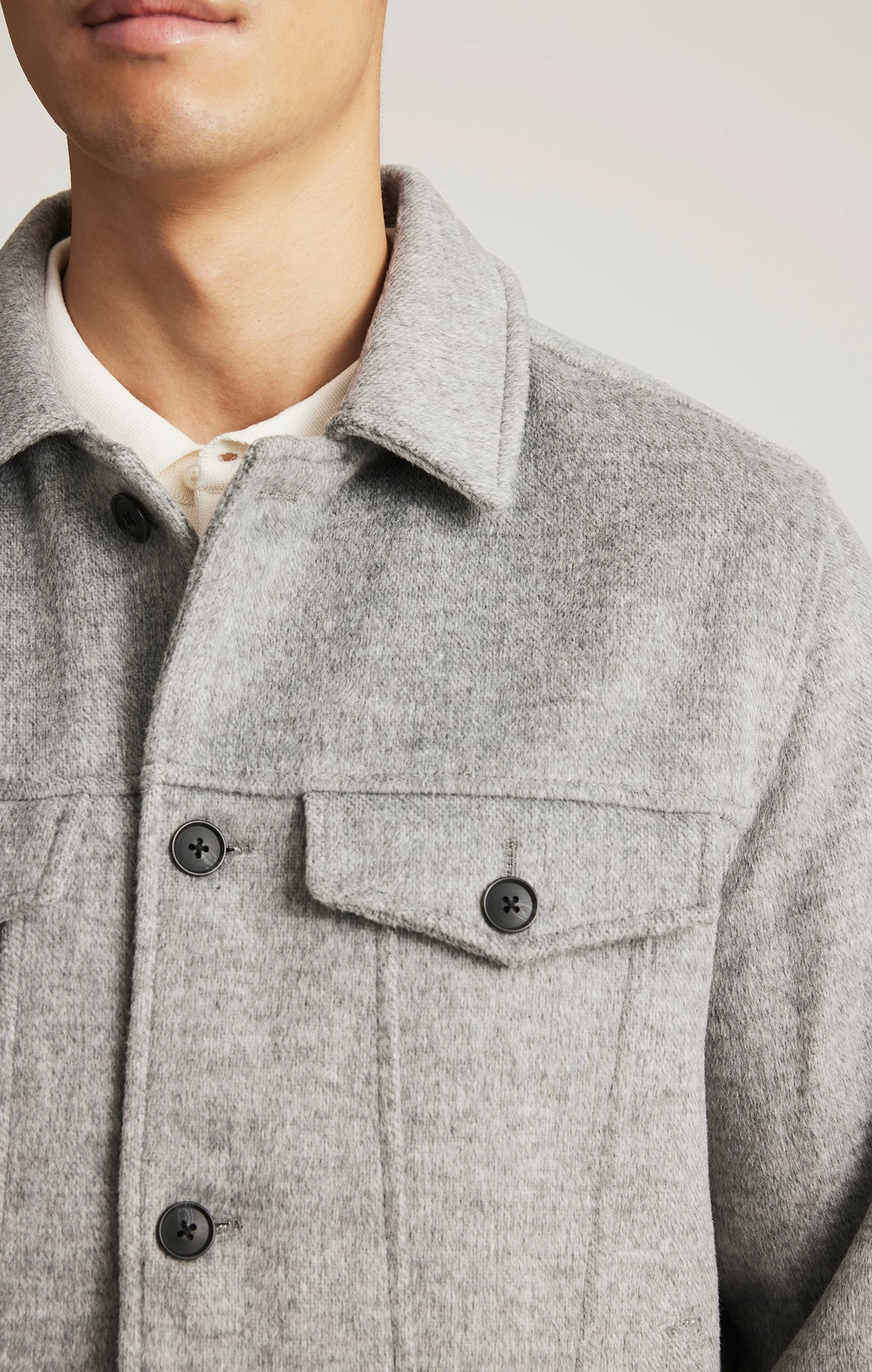 DOUBLE POCKET JACKET IN GREY MELANGE Eco Friendly Dye Process Comfort Flex Fit