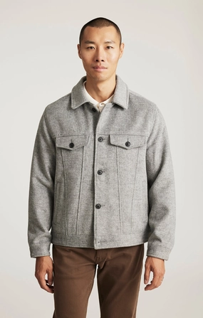 DOUBLE POCKET JACKET IN GREY MELANGE Elastic cuffs