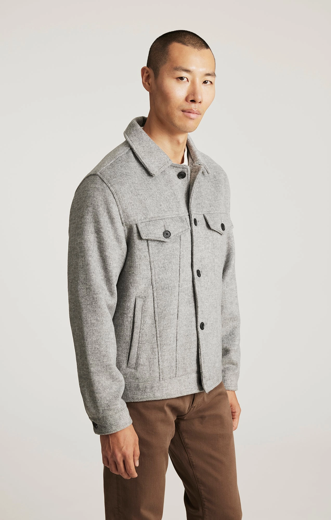 Wind Resistant Lining Structured Casual Fit DOUBLE POCKET JACKET IN GREY MELANGE