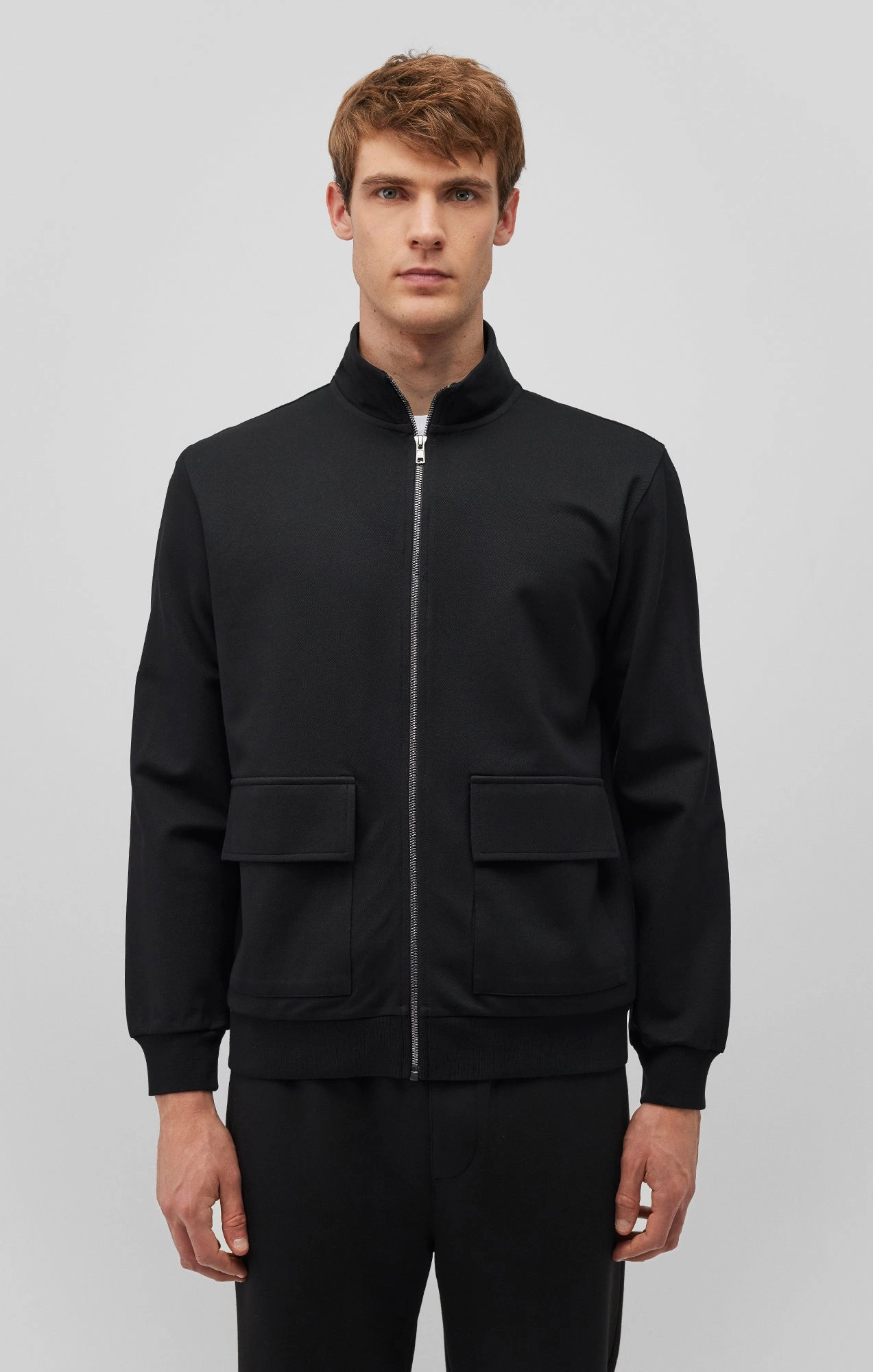 Odor Resistant Fabric Breathable Membrane DOUBLE POCKET ZIP-UP JACKET IN BLACK