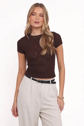 Vivian Mesh Tee - Brown Slim Fit Design