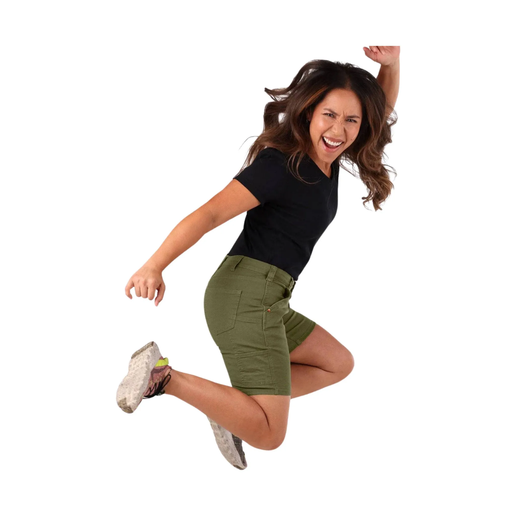 adventure apparel Eco Conscious Packaging Dovetail Women's Go To Stretch Canvas Short - Kelp Green