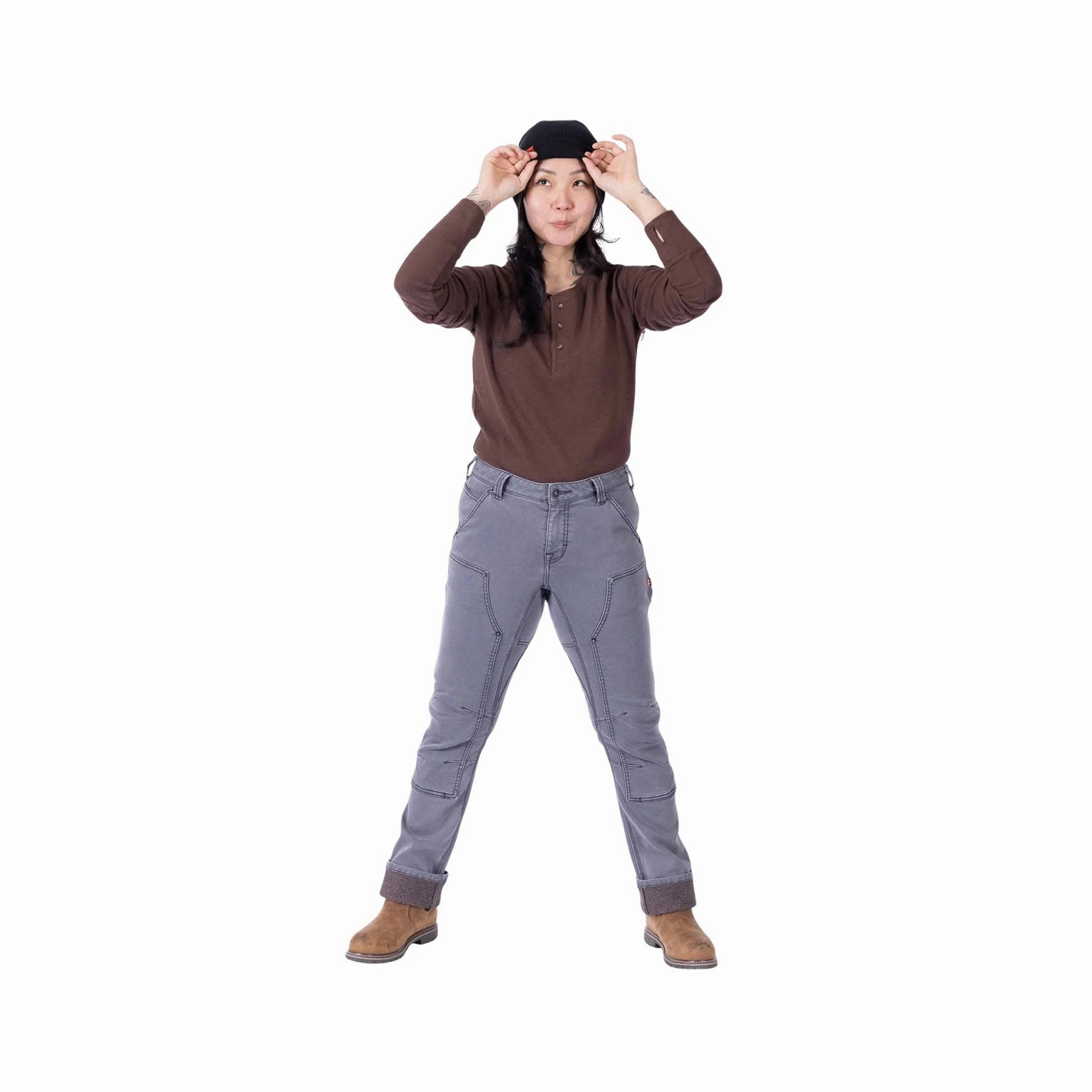 Dovetail Women's Britt Utility Hotswap Thermal Denim Pant - Grey Urban Fit Customizable length