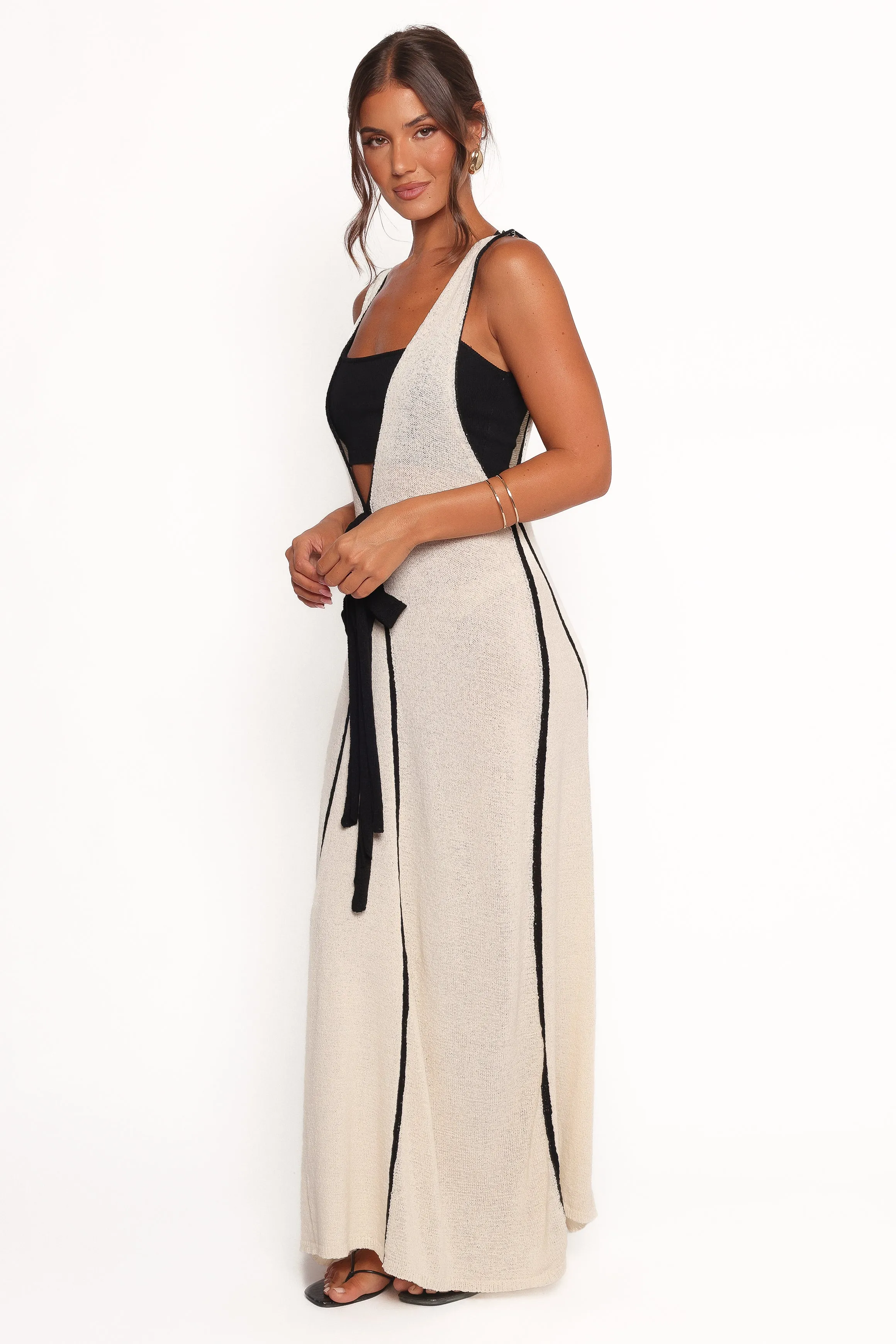 Draco Midi Dress - Cream Soft Pleats Feminine Style