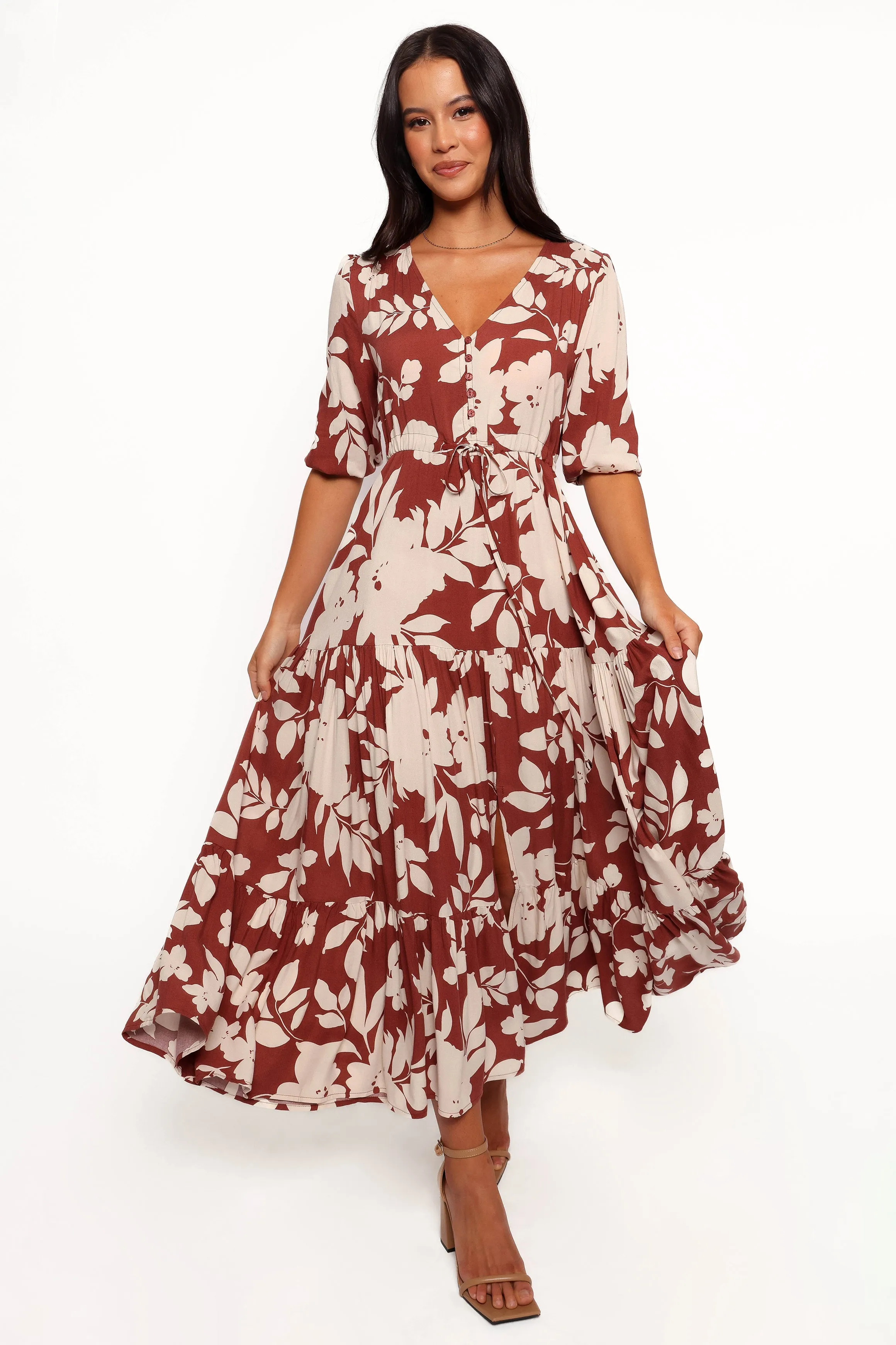 Kelda Dress - Rust Floral Unique Cut