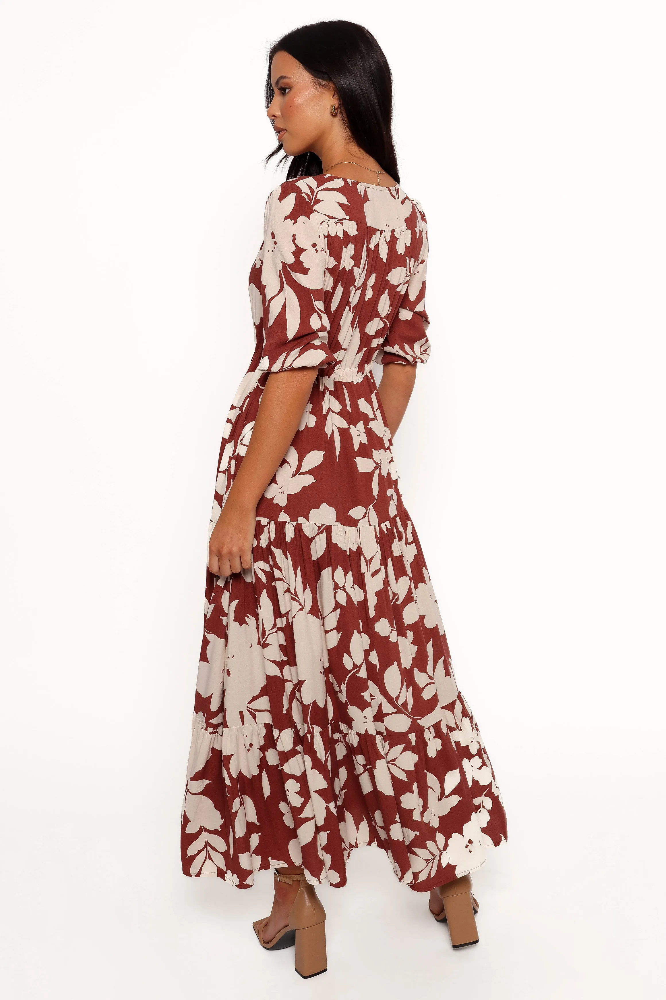 Collared Kelda Dress - Rust Floral