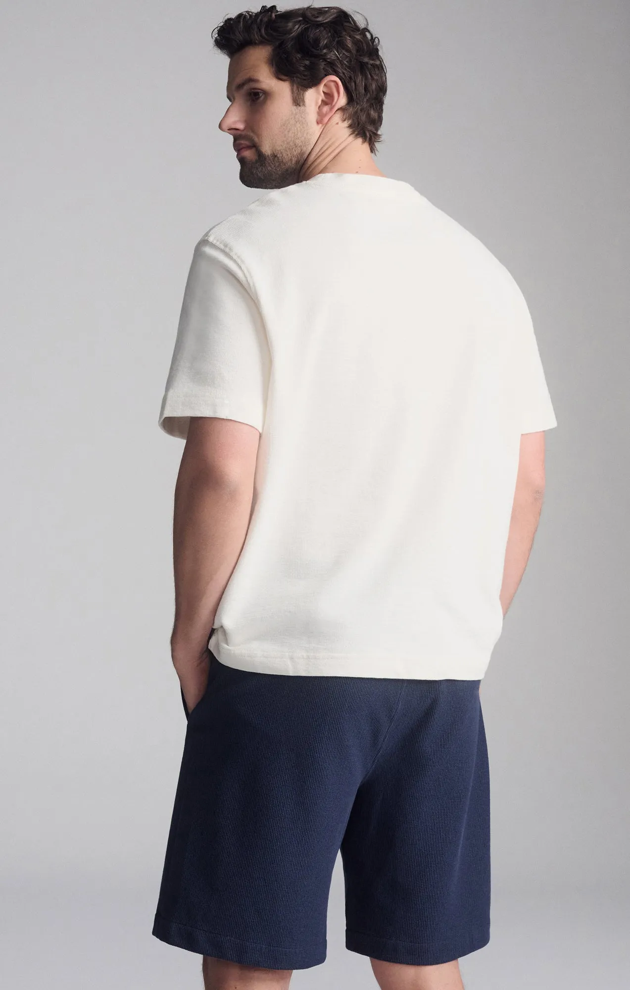 DRAWSTRING SHORTS IN PEACOAT rhinestone accents