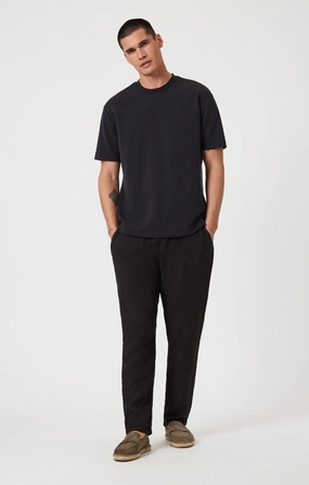 Street Active Active Appeal DRAWSTRING LINEN PANTS IN BLACK