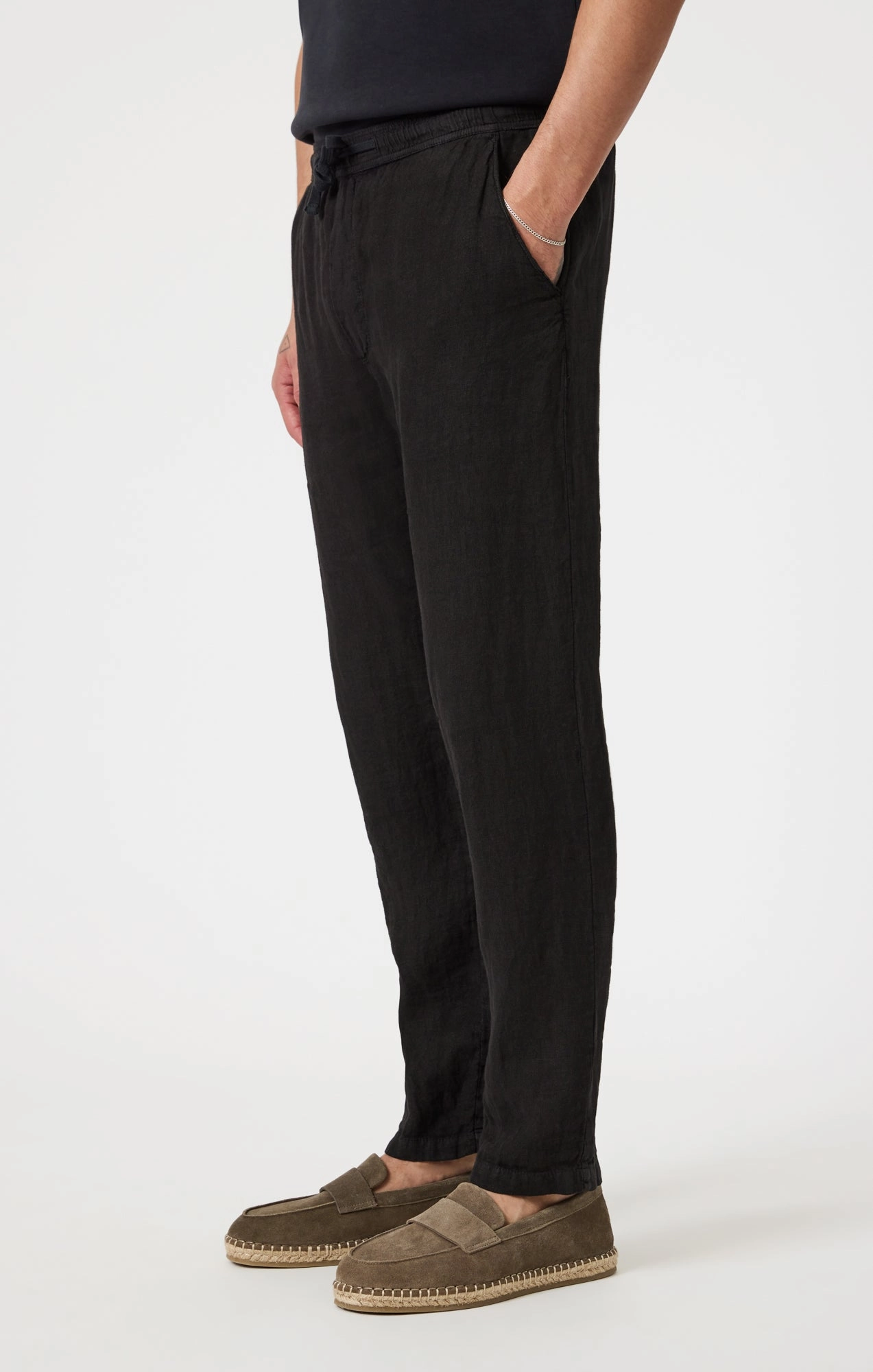 Comfy Waistband DRAWSTRING LINEN PANTS IN BLACK