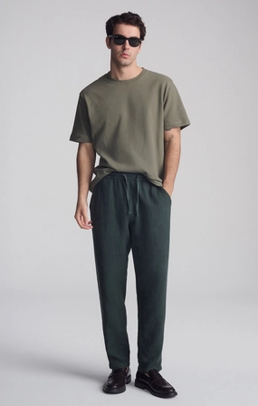 Commuter Ready Flex Fit DRAWSTRING LINEN PANTS IN URBAN CHIC