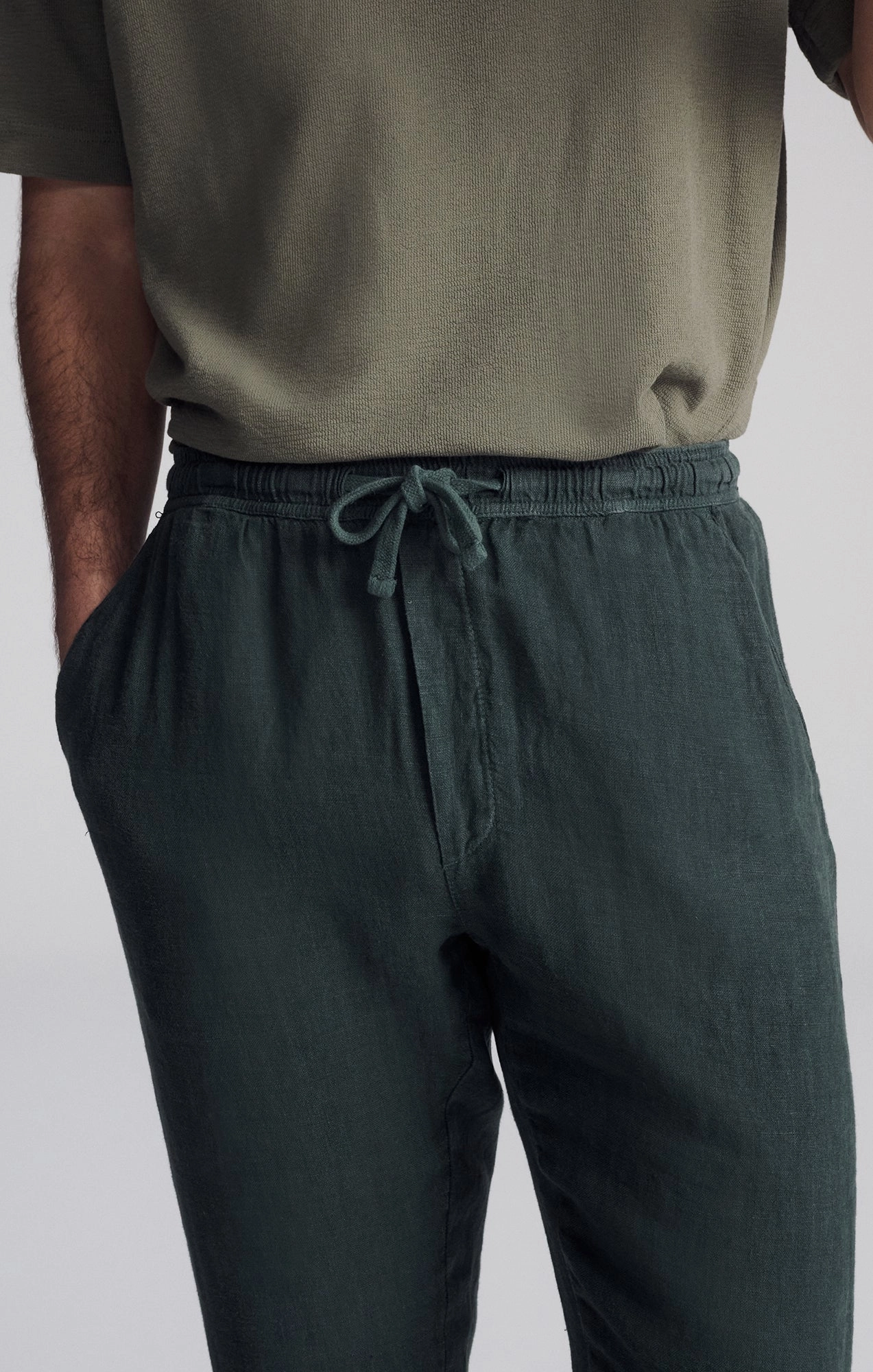 DRAWSTRING LINEN PANTS IN URBAN CHIC Wrinkle Free Fabric MoistureWickingFabric