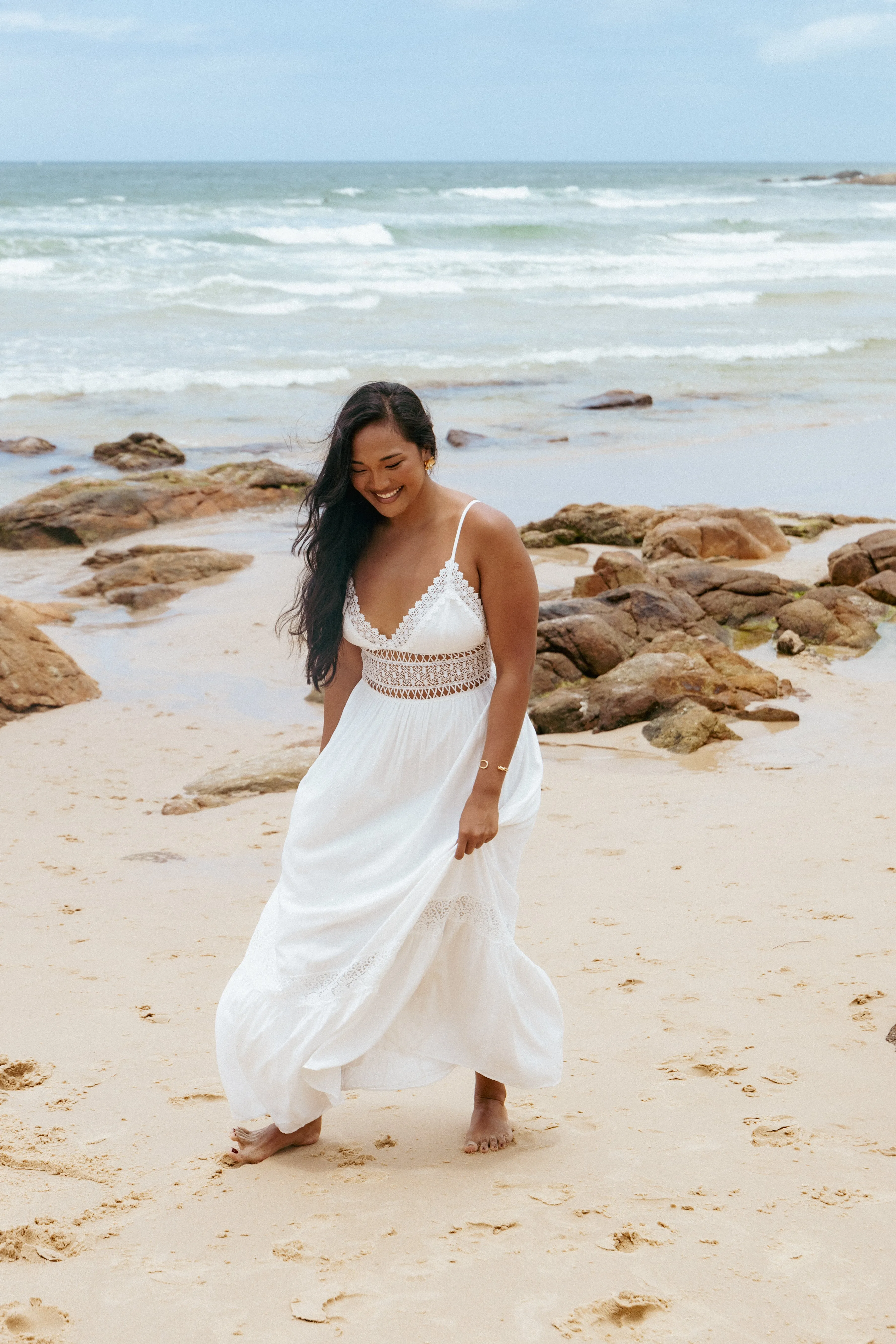 Kiran Maxi Dress - White Youthful Look Bodycon-Fit