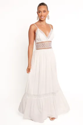 Kiran Maxi Dress - White Sleek Cut Tailored Cut