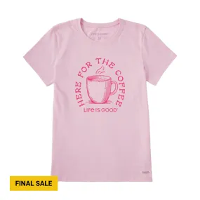 Odor Resistant Treatment EcoCertified Material Life Is Good Women's Here For The Coffee Tee - Seashell Pink