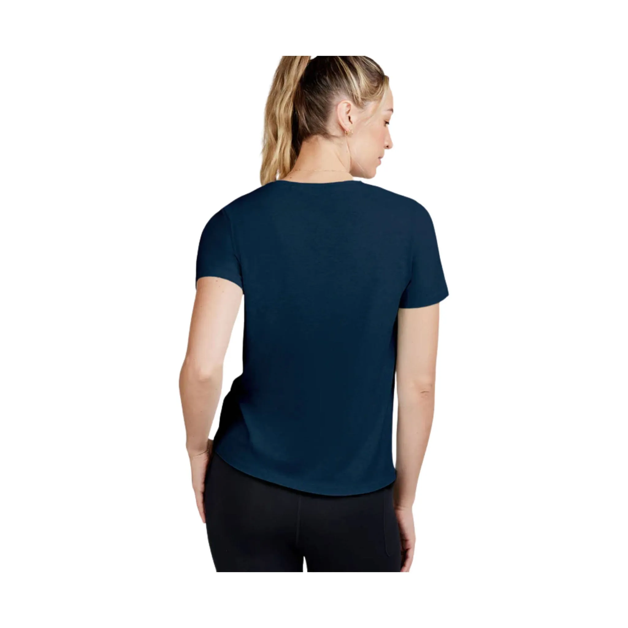 Seamless Construction Design Workout Apparel Tasc Women's All Day Short Sleeve T Shirt - Classic Navy