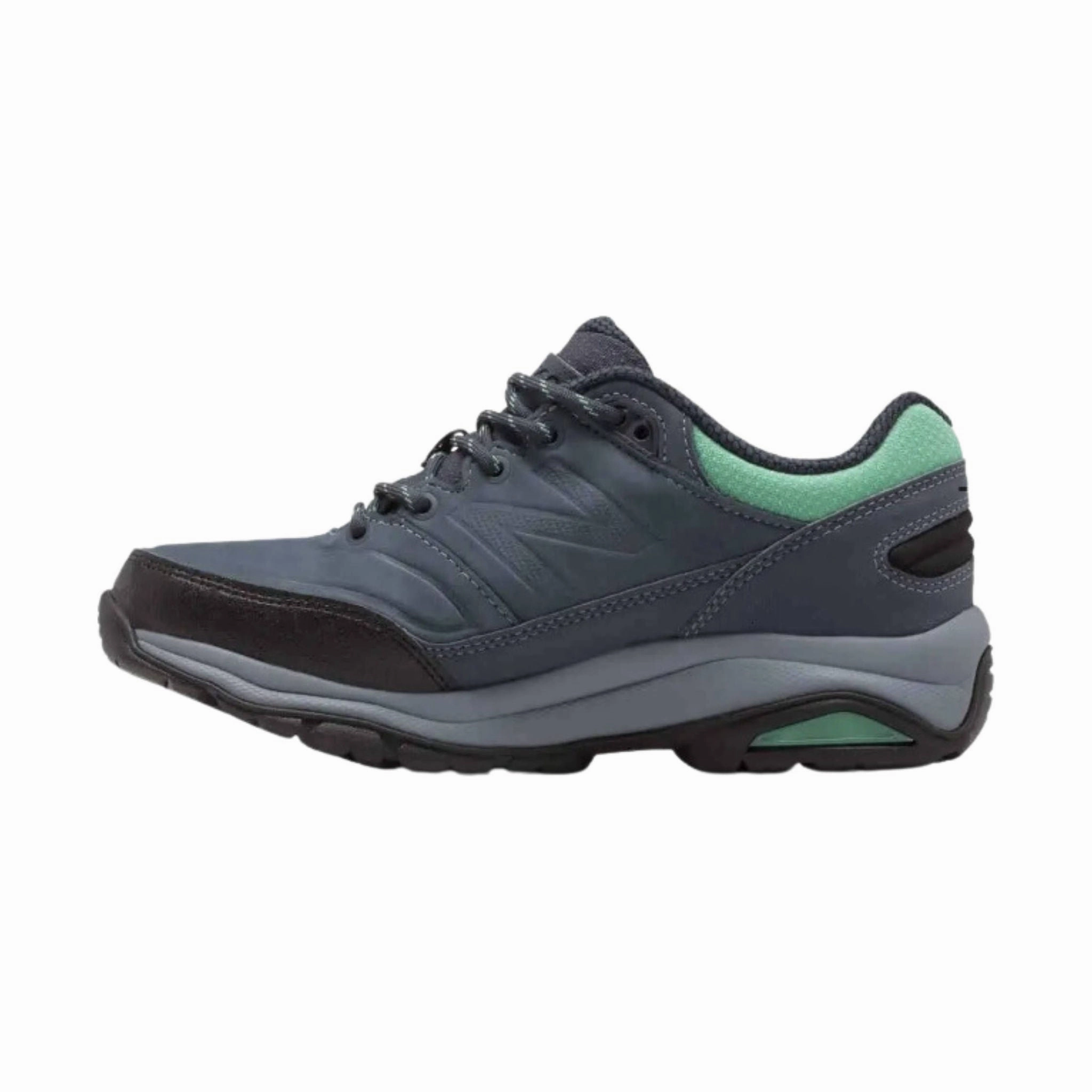 New Balance Women's 1300v1 Walking Shoe - Light Grey/Blue Reinforced Stitching Flat Lace