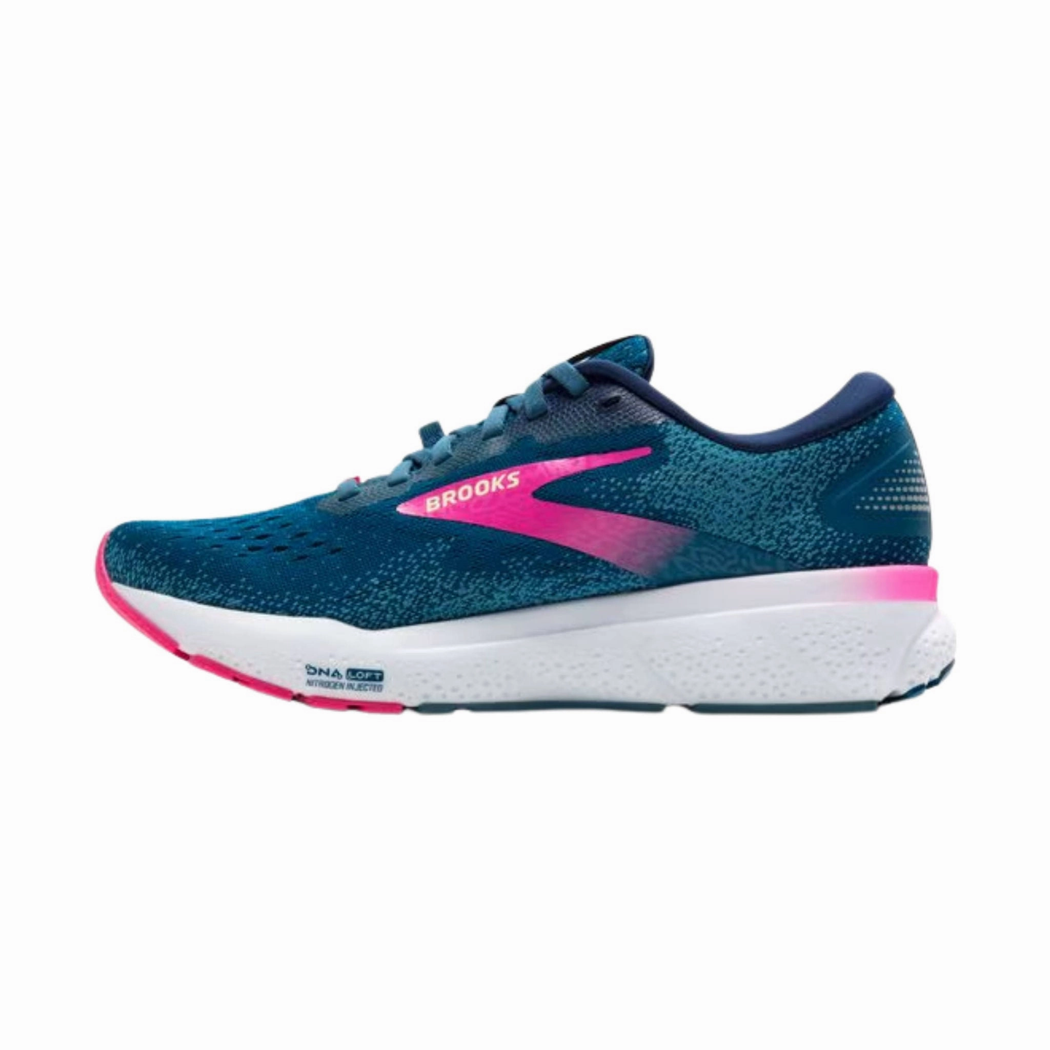 High impact Brooks Women's Ghost 16 GTX Road Running Shoes - Moroccan Blue/Pink/Yellow