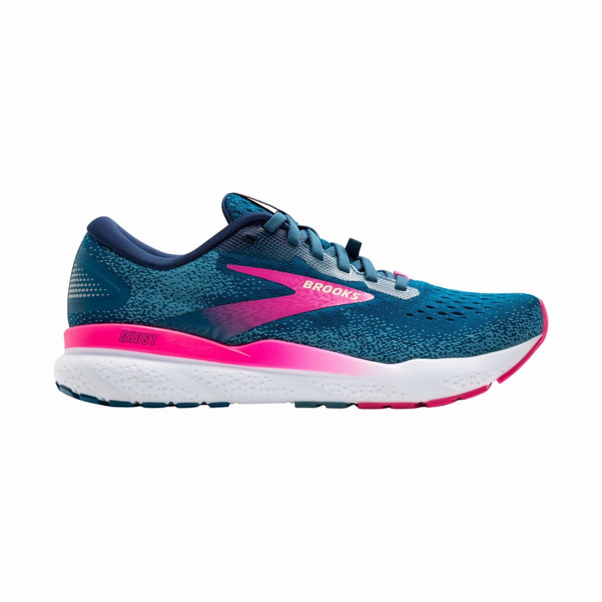 Brooks Women's Ghost 16 GTX Road Running Shoes - Moroccan Blue/Pink/Yellow Anti Skid