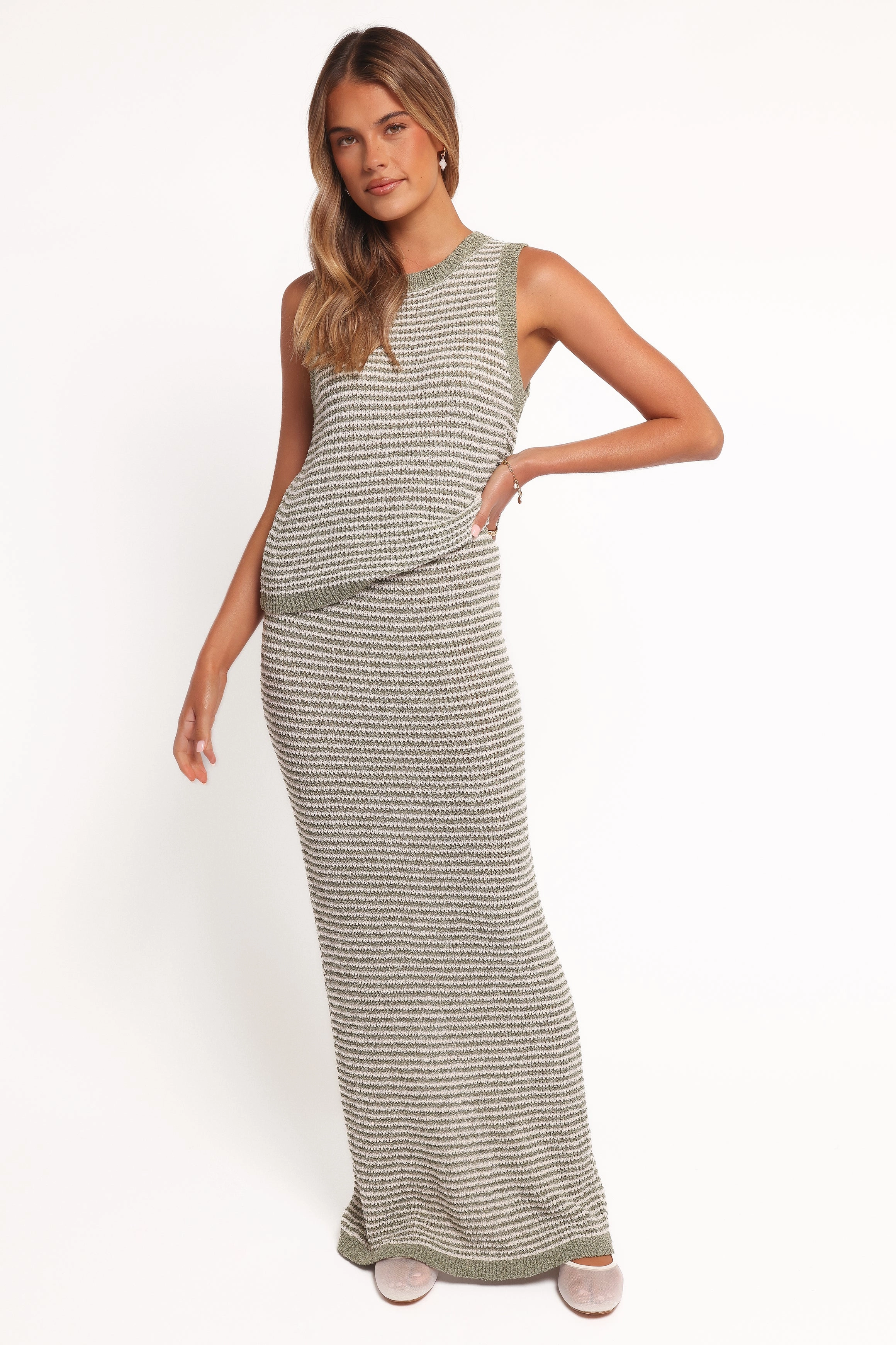 Subtle Details Arella Knit Skirt - Sage/cream