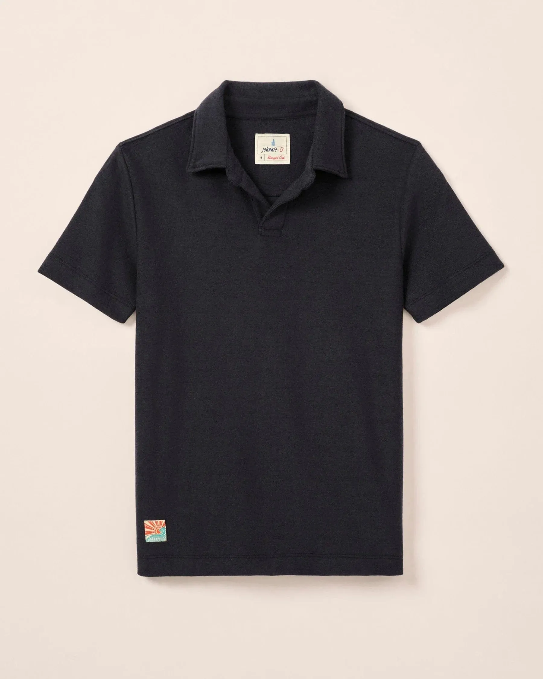 Flexible Comfort Active Style Frankie French Terry Johnny Collar Polo - Navy