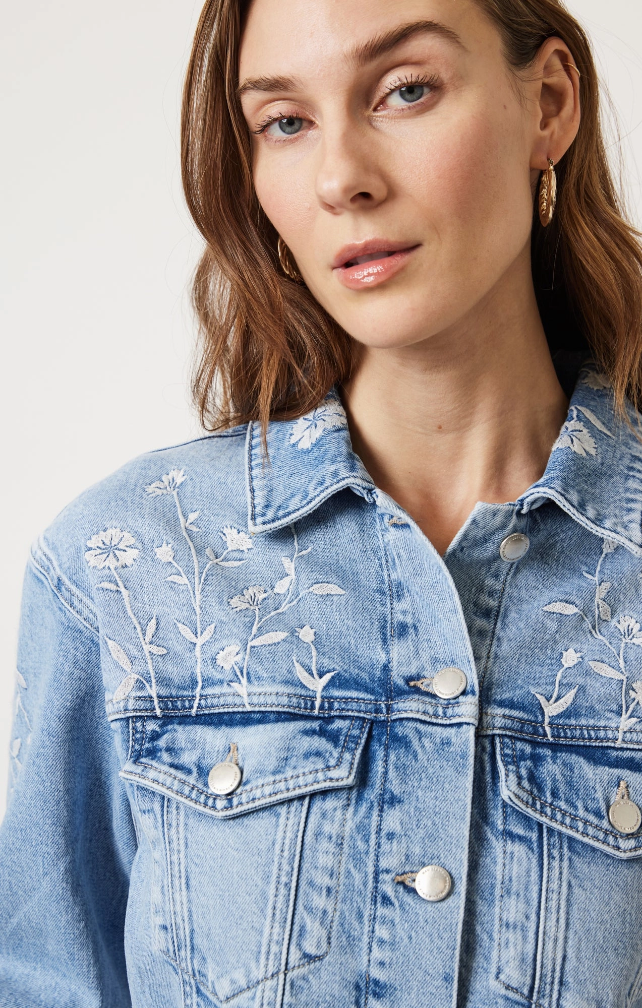 Soft Touch Lining UV Protective HARMONY DENIM JACKET IN LIGHT BLUE BLOOM DENIM