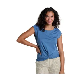 Toad & Co Women's Anza Short Sleeve Shirt - Pacific Blue retro look