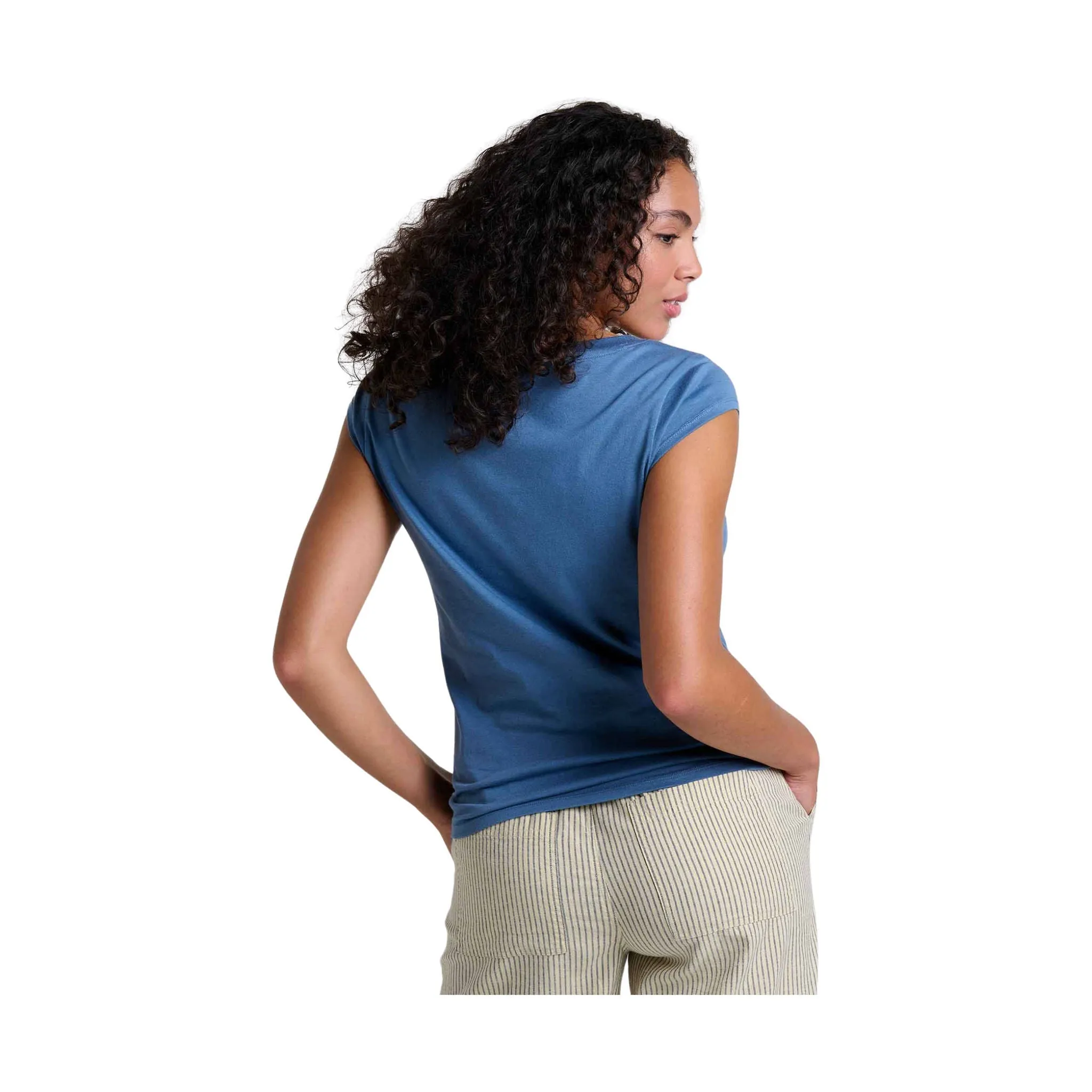 Casual Fit OversizedSilhouette Toad & Co Women's Anza Short Sleeve Shirt - Pacific Blue