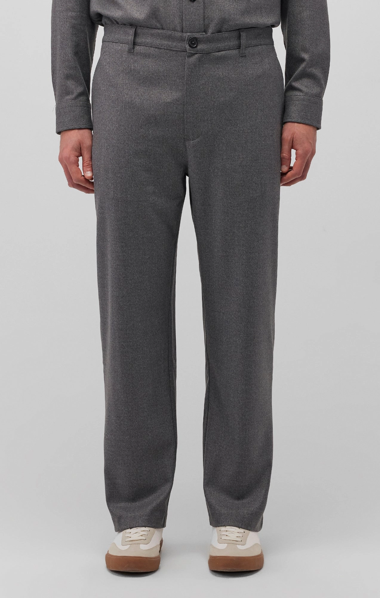 STRAIGHT LEG PANTS IN DARK GREY MELANGE Soft and Stretchy Agile Fit