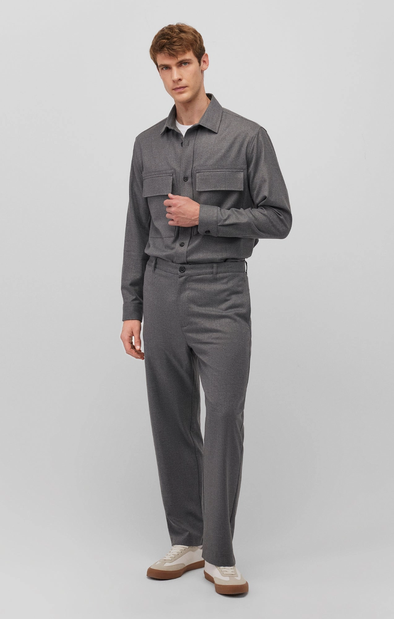 Hidden Pocket System Low Bulk STRAIGHT LEG PANTS IN DARK GREY MELANGE