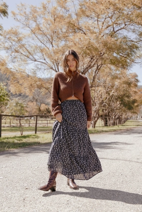 Easy Vibe Vincent Tier Maxi Skirt - Black Floral