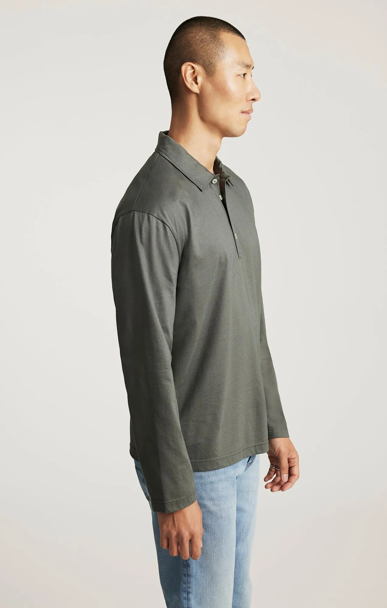 EDITION LONG SLEEVE POLO T-SHIRT IN URBAN CHIC All Day Flex