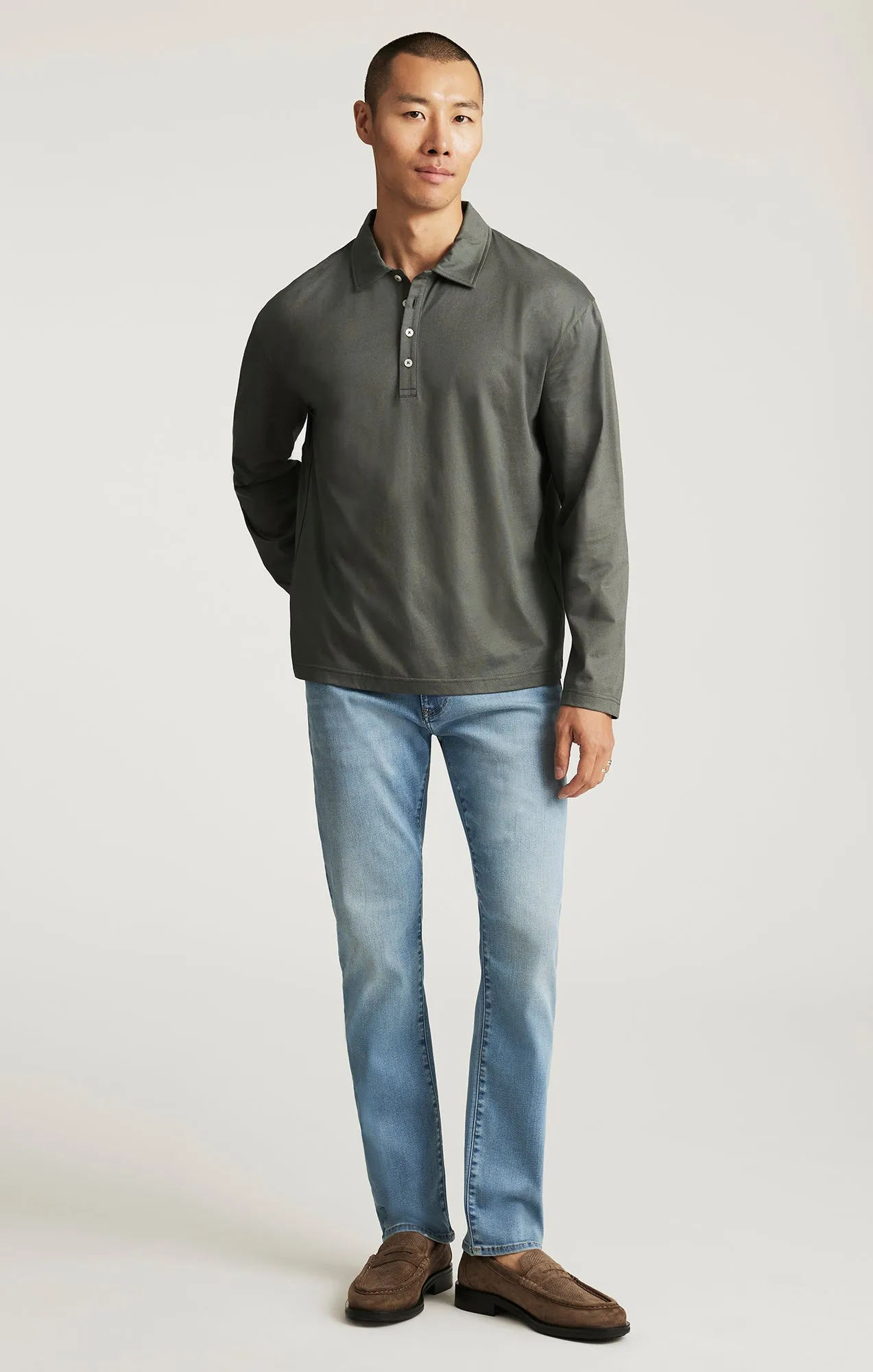 Cozy Waist EDITION LONG SLEEVE POLO T-SHIRT IN URBAN CHIC