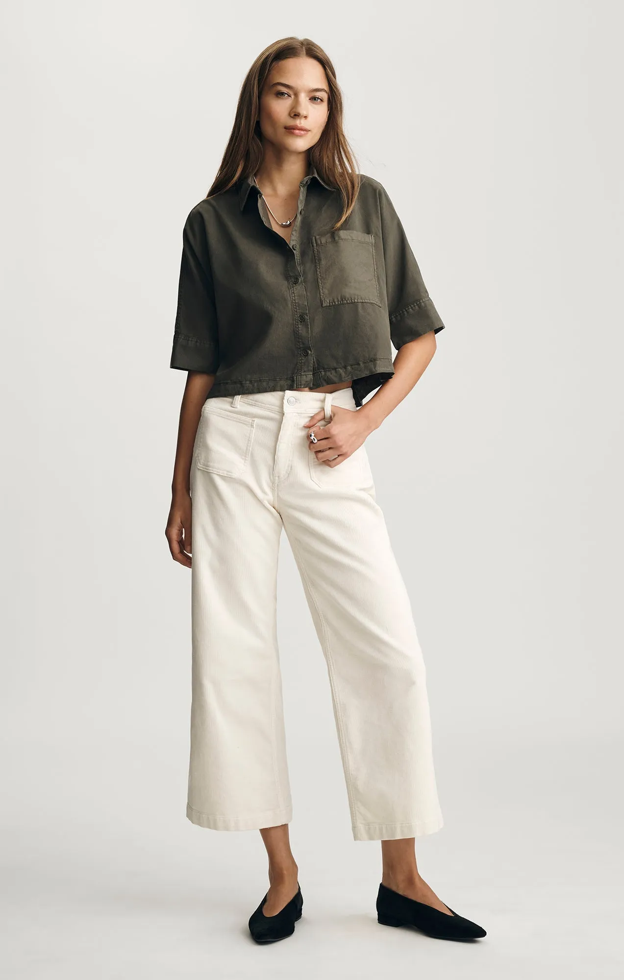 Neutral Toned Stitching Quality Wear EDITION SHORT SLEEVE BUTTON-UP SHIRT IN KAMBABA