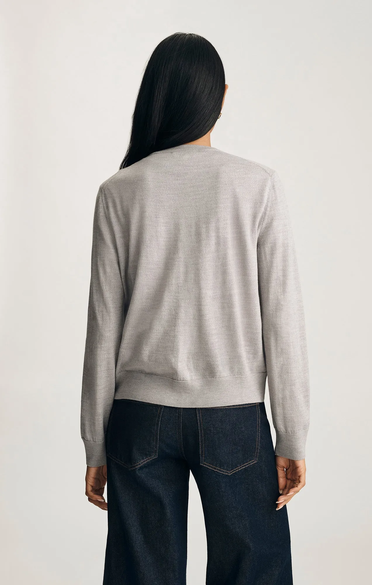 EDITION WOOL CARDIGAN IN LIGHT GREY MELANGE Street Relaxed