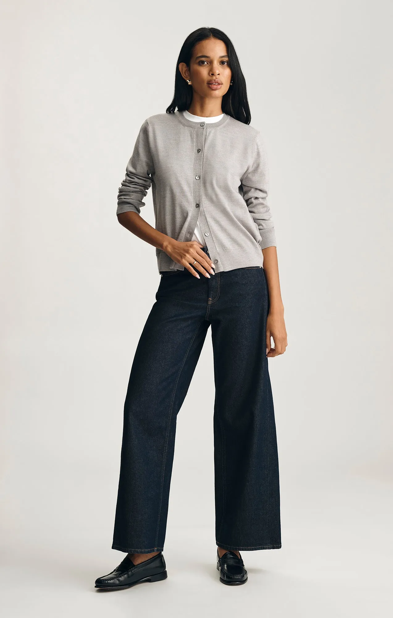 Holiday Wear EDITION WOOL CARDIGAN IN LIGHT GREY MELANGE