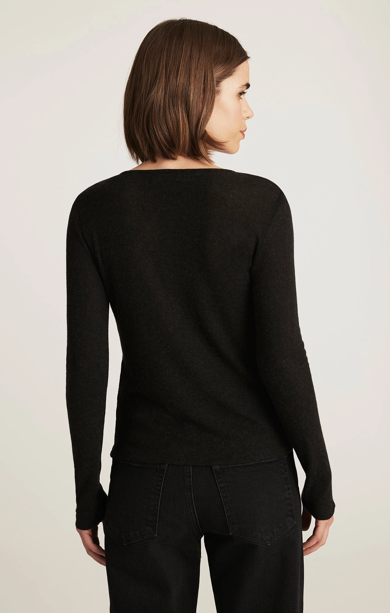 EDITION LONG SLEEVE HENLEY T-SHIRT IN BLACK SeamFreeShoulders coordinate with other items