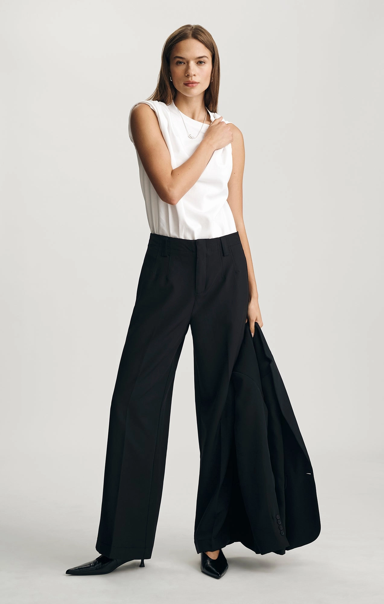 EDITION WIDE LEG PANTS IN BLACK Relax Fit Wear Flat Lock Stitching